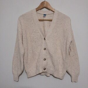 Old Navy Cocoon Cardigan Girls Large Size 10 Rainbow Fleck Cream 100% Cotton New